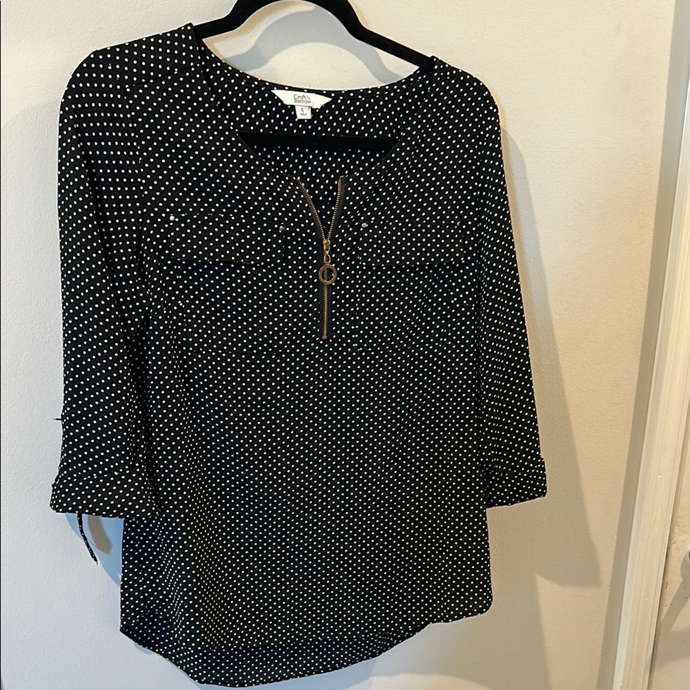 Black Polka Dot Women's Top